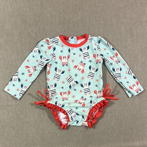 Caden Lane Other - Caden Lane Red and Blue Rashguard Swim Set Size 2T